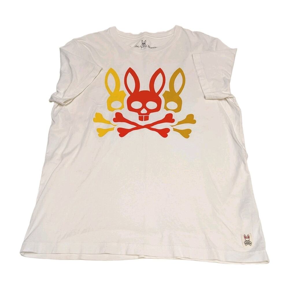 Psycho Bunny T Shirt Men 5 Medium White Skull Crossbone Gilbert Arenas Pima
